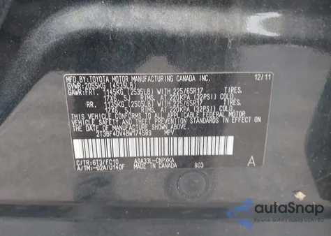 2011 Toyota Rav4 from USA, damaged, VIN 2T3BF4DV4BW174589